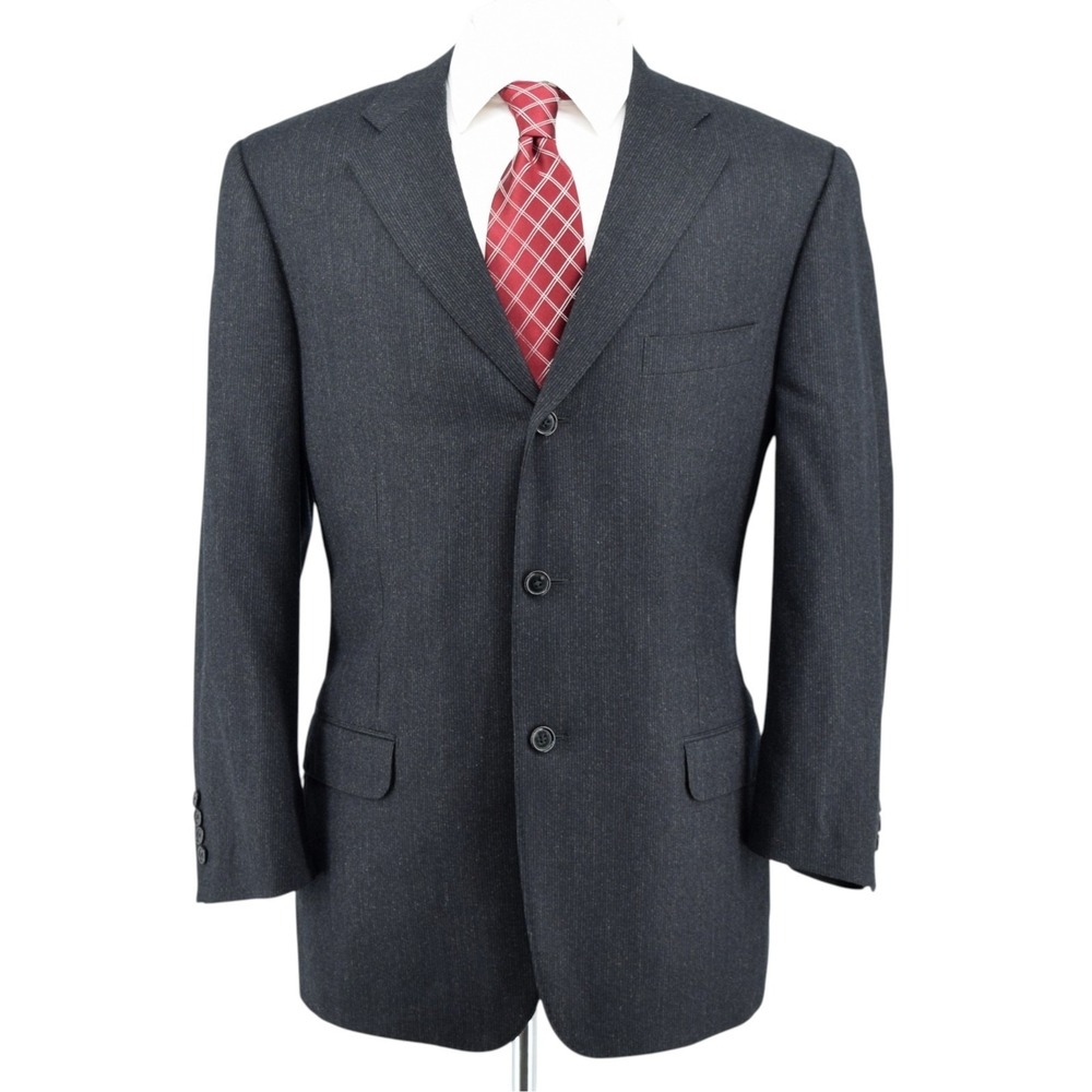 Corneliani Gray Chalk Stripe Italian Blazer Sport Coat 52R US 42R Wool Dual Vent